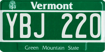 VT license plate YBJ220