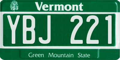 VT license plate YBJ221
