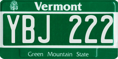 VT license plate YBJ222
