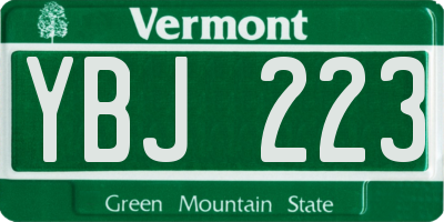 VT license plate YBJ223