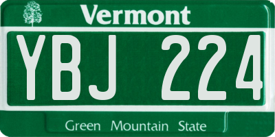 VT license plate YBJ224
