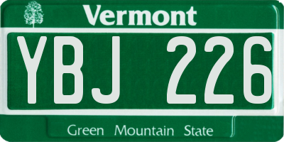VT license plate YBJ226