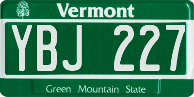 VT license plate YBJ227