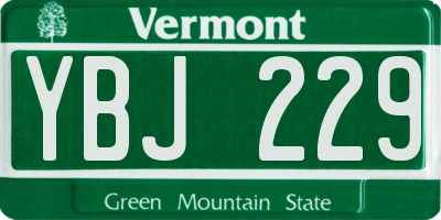 VT license plate YBJ229