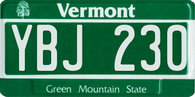 VT license plate YBJ230