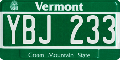 VT license plate YBJ233