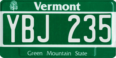 VT license plate YBJ235