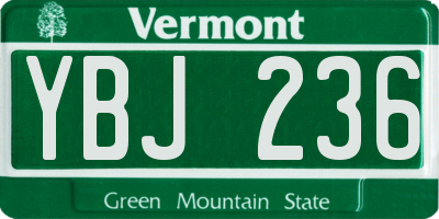 VT license plate YBJ236