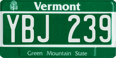 VT license plate YBJ239