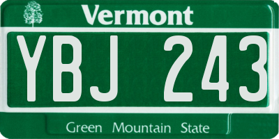 VT license plate YBJ243