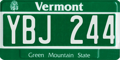 VT license plate YBJ244