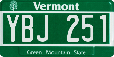VT license plate YBJ251