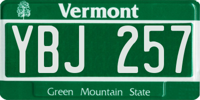 VT license plate YBJ257