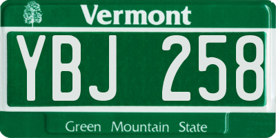 VT license plate YBJ258
