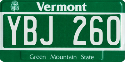 VT license plate YBJ260