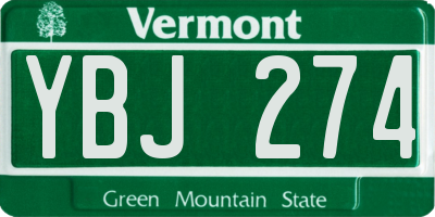 VT license plate YBJ274
