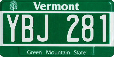 VT license plate YBJ281