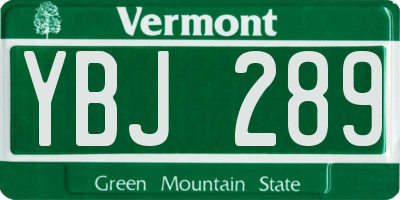 VT license plate YBJ289