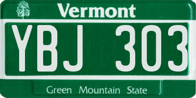 VT license plate YBJ303