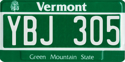 VT license plate YBJ305