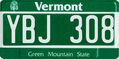 VT license plate YBJ308