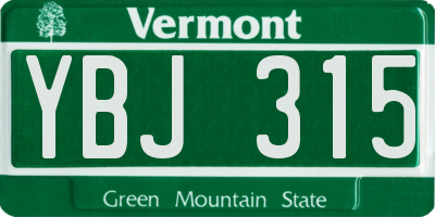 VT license plate YBJ315