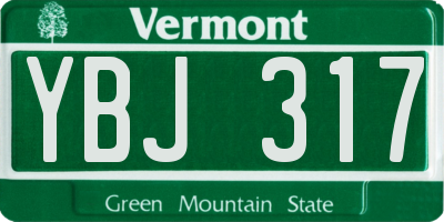 VT license plate YBJ317