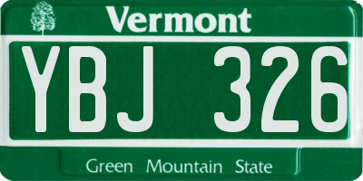 VT license plate YBJ326