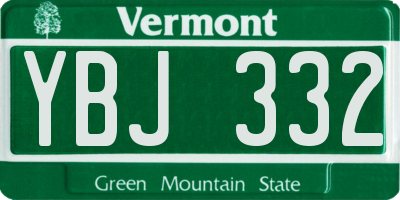 VT license plate YBJ332