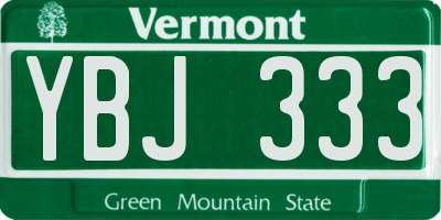 VT license plate YBJ333