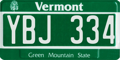 VT license plate YBJ334