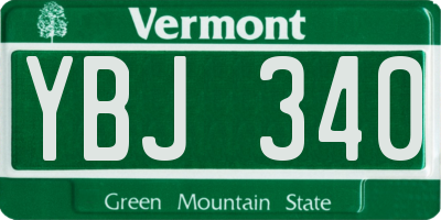 VT license plate YBJ340