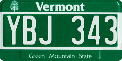 VT license plate YBJ343