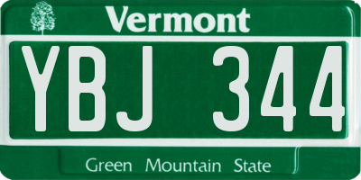 VT license plate YBJ344