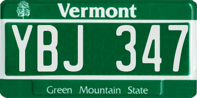 VT license plate YBJ347
