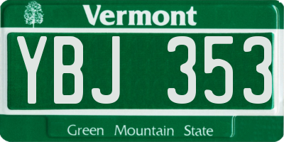VT license plate YBJ353