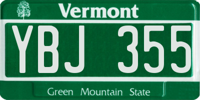 VT license plate YBJ355