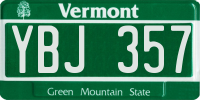 VT license plate YBJ357