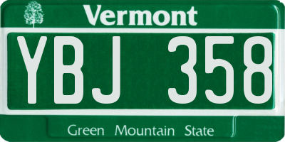 VT license plate YBJ358