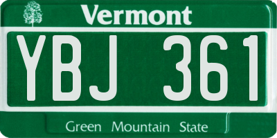 VT license plate YBJ361