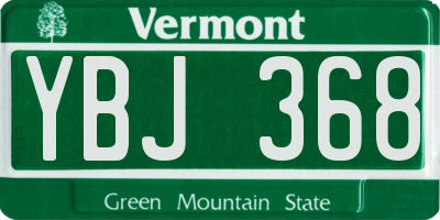 VT license plate YBJ368