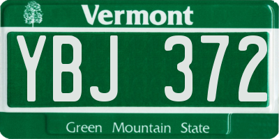 VT license plate YBJ372