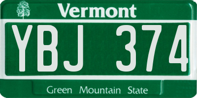 VT license plate YBJ374