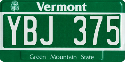 VT license plate YBJ375