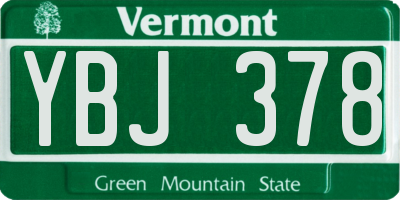 VT license plate YBJ378