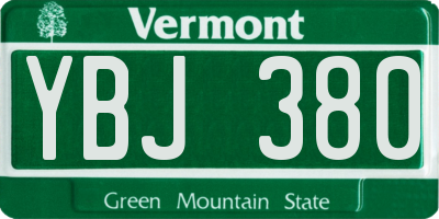 VT license plate YBJ380