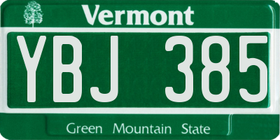 VT license plate YBJ385