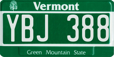 VT license plate YBJ388