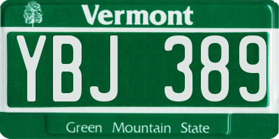 VT license plate YBJ389
