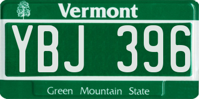 VT license plate YBJ396